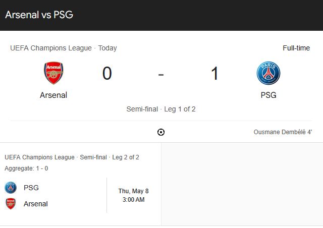 arsenal vs psg